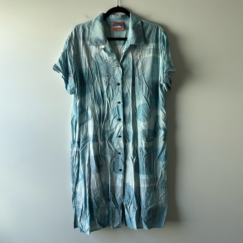 Bla Konst Acne Studios blue printed short sleeve dress